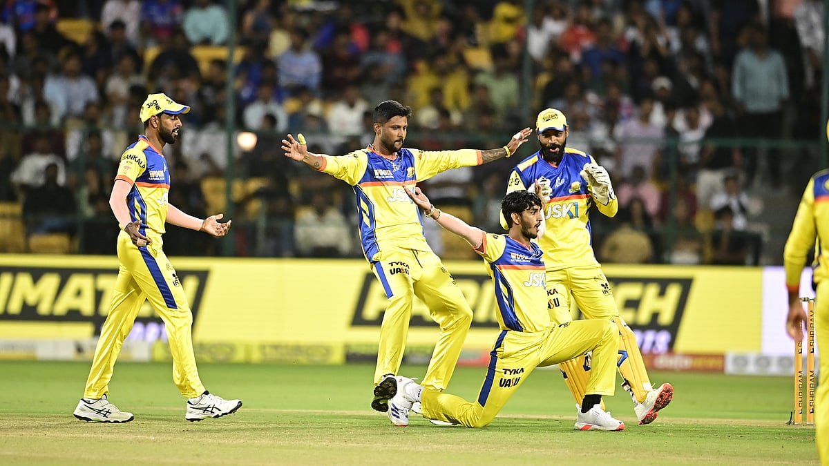 Maharaja Trophy : Mysore Warriors players celebrate.